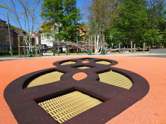 Trampoline auf dem Schulhof des SHG (Foto: Maack)